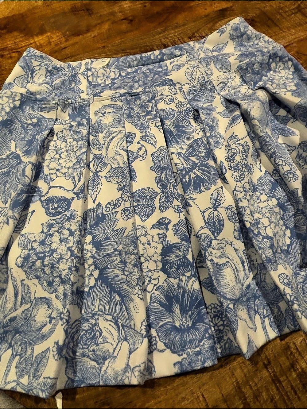 Laura Ashley Blue Floral Pleated Athletic Skort Blue & White XL